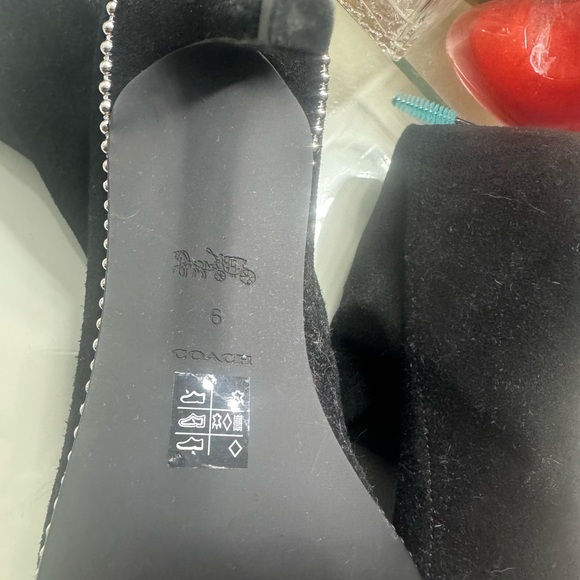 Coach Black Heeled Boots with Rhinestone Detail - Picture 3 of 4